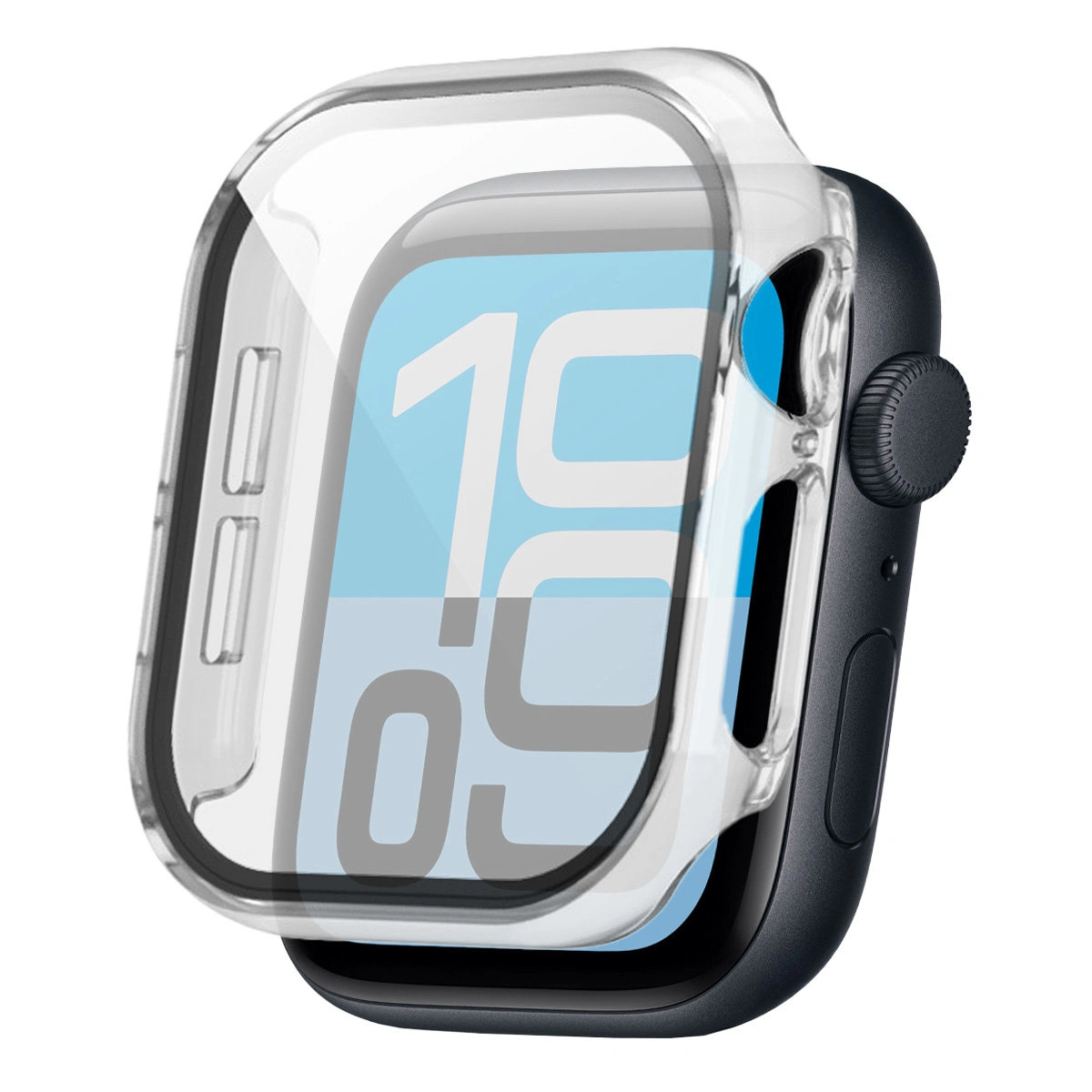 Wizualizacja nakładania etui Bizon Case Watch Adamo do Apple Watch SE 3 / SE 2 / SE / 6 / 5 / 4 (40 mm)